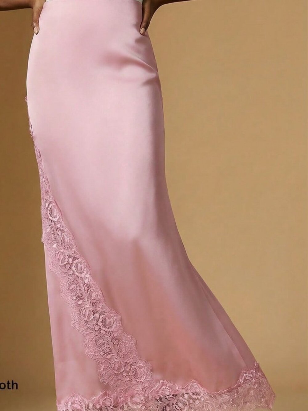 pink Elegant Women's Lace Patchwork satin Skirt